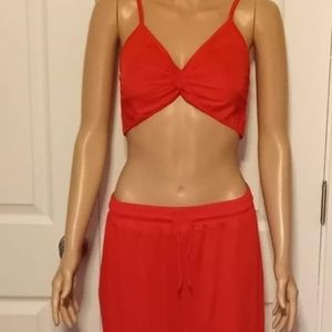 Two piece orange set wide leg